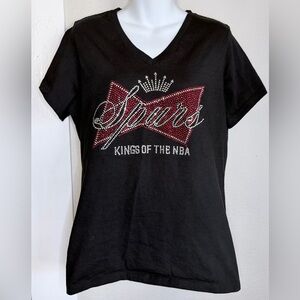 District Made San Antonio Spurs Kings of NBA Black Sparkle Women Tshirt XL